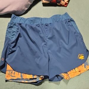 Blue Rabbit Athletic Shorts with Blue and Orange Accents